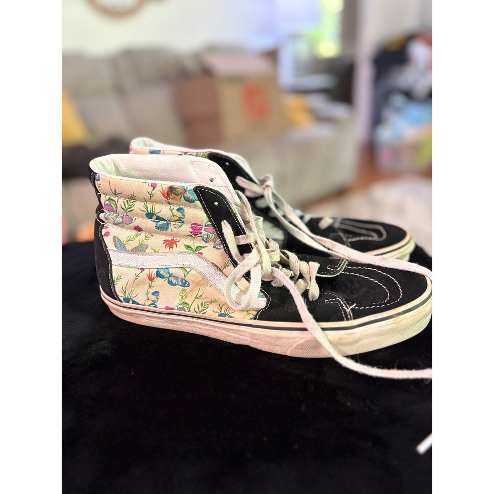 Vans Sk8-Hi Butterfly Floral Botanical Black Suede High Top Sneakers Mens 10.5